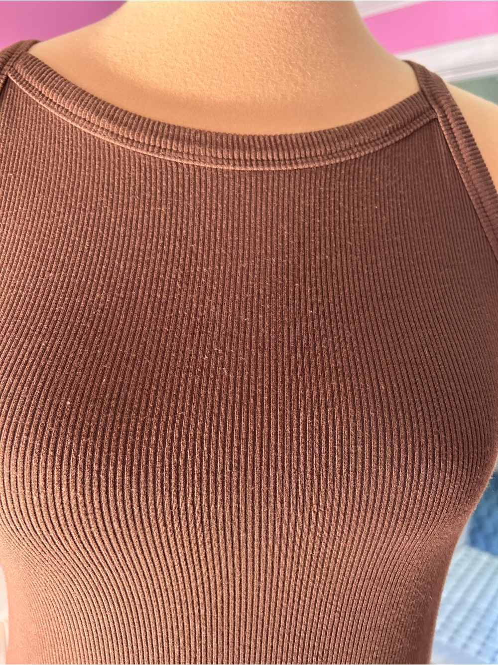 Sweet Romeo Brown Ribbed Tank Top - Picture 2 of 4